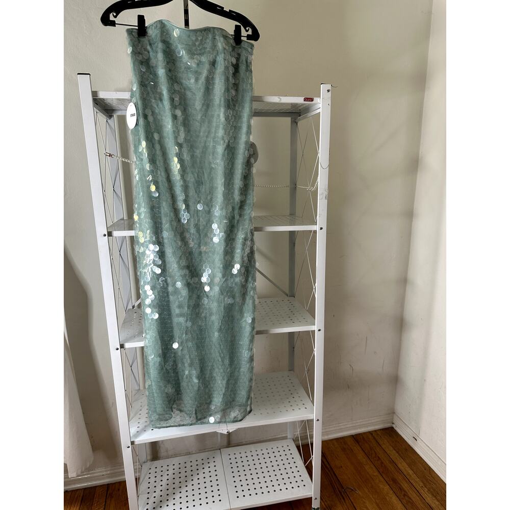 New STAUD Casey dress Sequin in Mint green 6